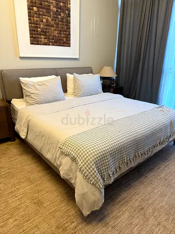 Grey king size bed with mattress for sale