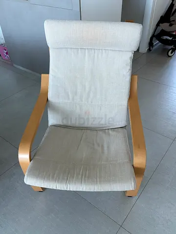 Comfortable IKEA POÄNG Armchair with Cream Fabric Cushion