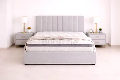Light grey new Queen size bed with medical mattress family bed Queen bed king bed storage