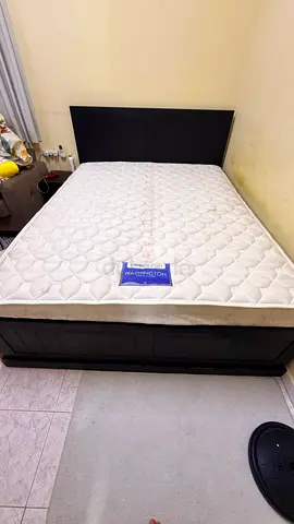 Queen wooden bed frame with mattress - good condition