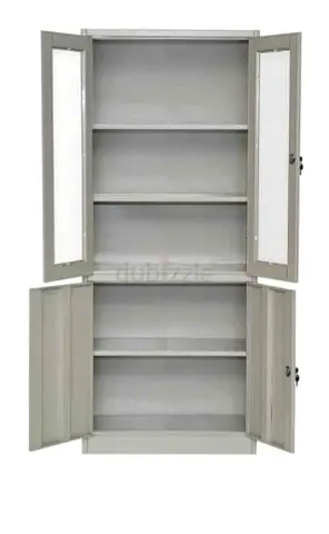 Tall Metal Storage Cabinet with Shelves and Lockable Doors
