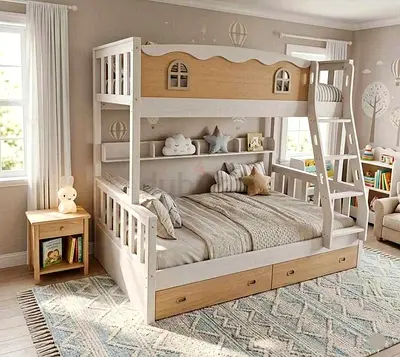 Brand new Solid wood Family bunker bed up single down double With two drawer Available