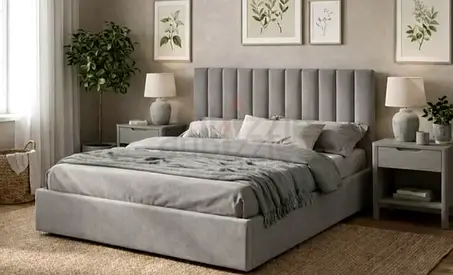 Brend New fabric wooden Queen size 150x190 bed with Madical Matress Available