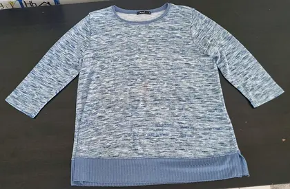 Womens Blue Marled Knit Sweater – Long Sleeve Crew Neck