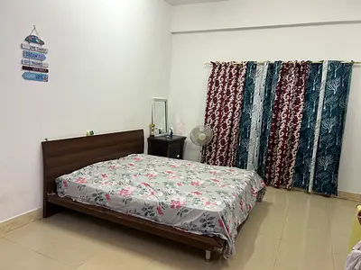 bedroom ( fully Funished )  for single lady or couple — with attached bathroom