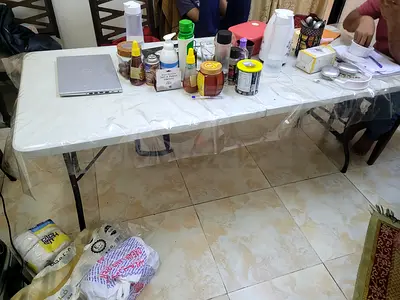 6ft Folding Dining Table with Plastic Cover — Excellent Condition
