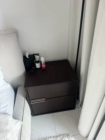 Two dark wood bedside nightstand with big drawers with lots of space - good condition