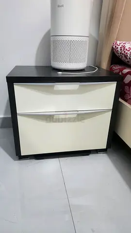 Two Drawer Nightstand in Black and Cream
