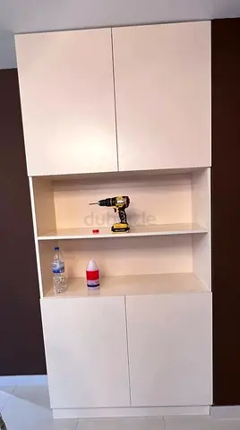 Modern White Storage Cabinet with Shelves