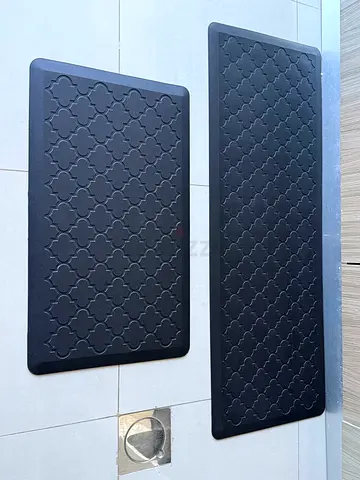 Set of 2 Black Non-Slip Kitchen Mats