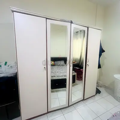 Large 4-Door Wardrobe with Mirrors - Good Condition