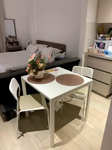 Compact White Dining Set with Two Chairs