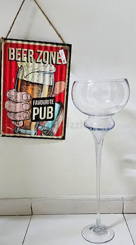 Tall clear glass decorative vase / oversized goblet (floor piece)
