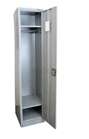 Single Steel Locker Cabinet with Shelf and Hanging Rail - Good Condition