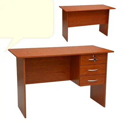 Compact Wooden Office Desk with 3 Lockable Drawers - Good Condition