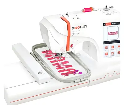 PooLin EOC05 Embroidery Machine for Beginners, Large 7 Touchscreen Easy to Use, 4x9.25 Embroidery