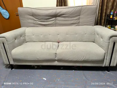 Comfortable 2-seater Fabric Sofa in Light Grey - Good Condition 1pc  sofa bed 3 seater 1pc