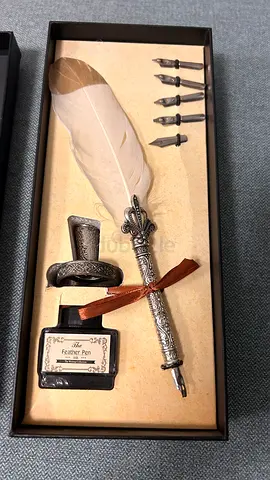 Feather Pen Calligraphy Set with Ink  Nibs – Boxed