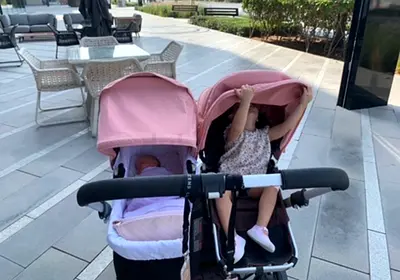 Bugaboo Donkey with Pink Canopies – Converts from Single to Double!