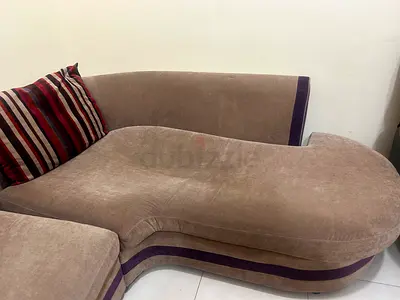 Beige L-shaped Corner Sofa in Good Condition