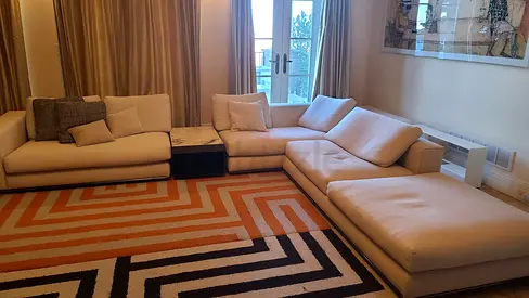 Minotti Italy Hamilton L-shaped sectional sofa with chaise - good condition and marble side table