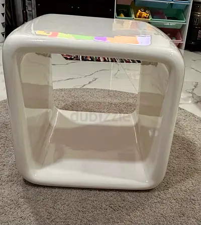 White Gloss Cube Side Table / Storage Stool - Modern Minimalist