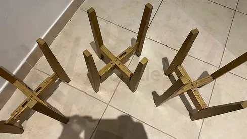 Set of 3 Wooden Table/Bench Legs — Solid Base Frames