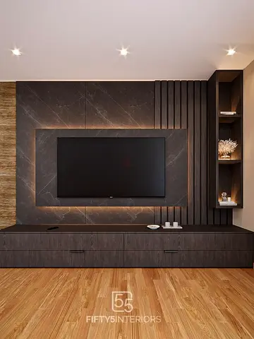 Sophisticated Dark Media Wall