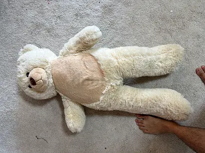Large cream teddy bear plush - soft, pre-owned