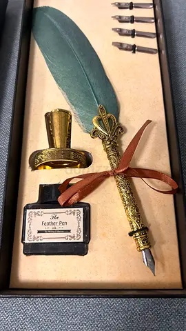 Feather Pen Calligraphy Set with Ink  Nibs – Boxed