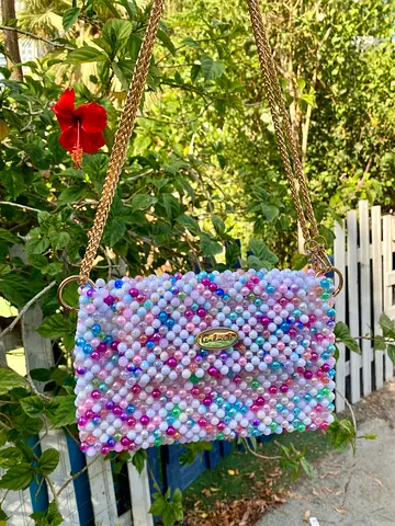 Brand new luxury colored beaded bag
