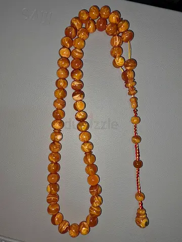 Handmade Amber-Colored Bead Tasbih / Prayer Beads - مسباح خراطة عمار احسين