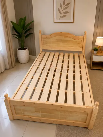 Solid Wood Bed Frame with Slatted Base