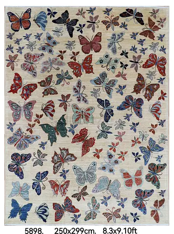 Brand New 250 x 299 cm | Oriental Butterfly beige Area Rug Afghan Hand Knotted Veg Dye Wool carpet