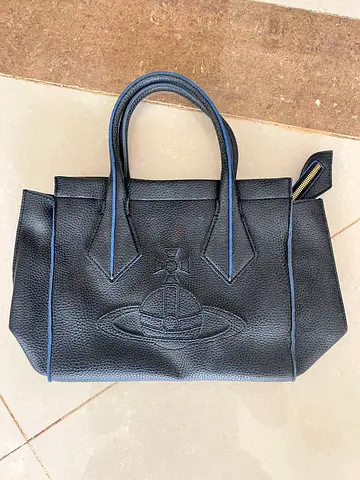 Vivienne Westwood Black Textured Leather Handbag