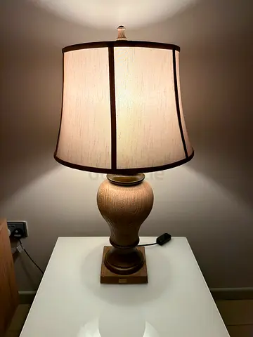 Wooden Base Table Lamp with Fabric Shade