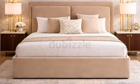Modern Upholstered Bed with Padded Headboard