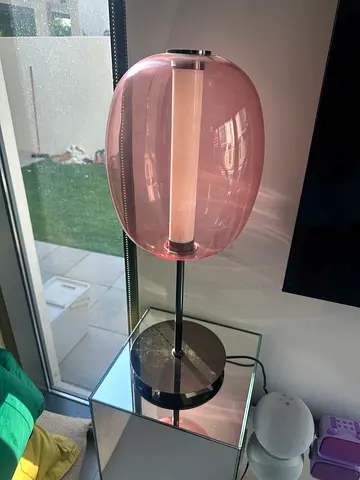 Modern Pink Glass Table Lamp and Floor lamp with Metal Base