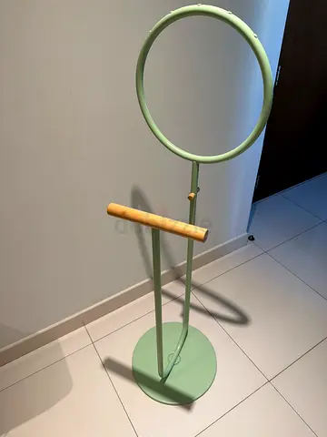 Minimalist Mint Standing Coat Hat Rack with Wooden Bar