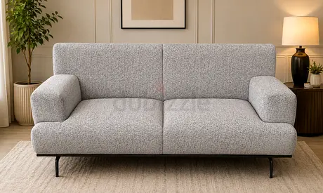 Modern Grey 2-Seater Sofa with Metal Legs