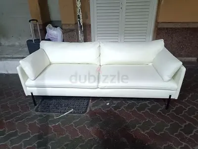 Modern white 3 seater sofa Leather good condition