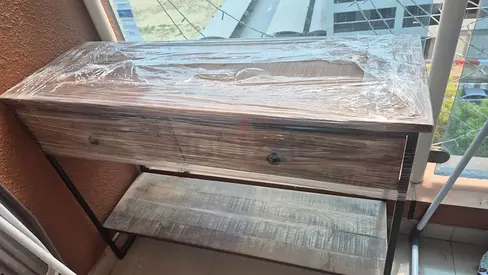 Console table with mango wood and metal frame
