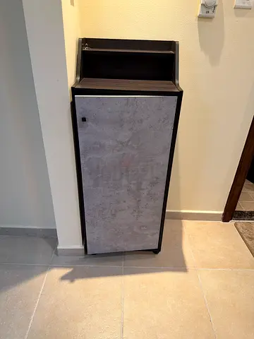 Slim Shoe Cabinet with two sided storage - Dark Wood Finish