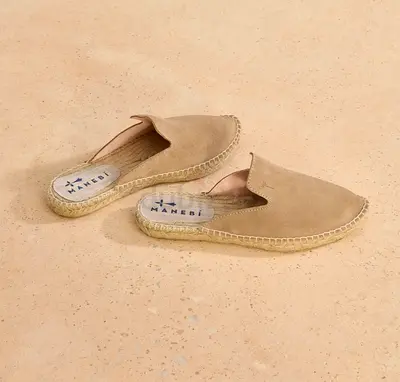Manebi Beige suede espadrille slip-on mules - size 40