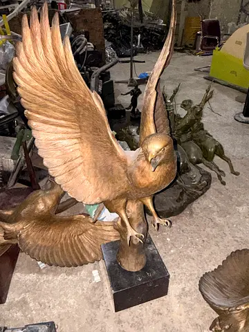 Large Bronze Swan Sculpture Pair — Heavy Decorative Statues