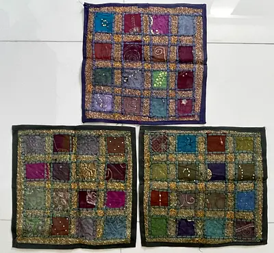 Set of 3 Decorative Patchwork Table Mats / Wall Hangings - Multicolor
