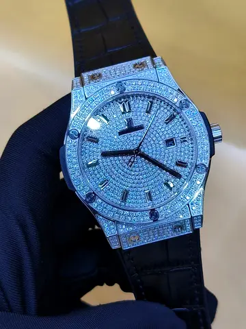 Hublot iced out automatic mens watch