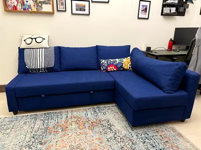 Blue L-shaped Sofa Bed - Great Condition, Lightly Used
