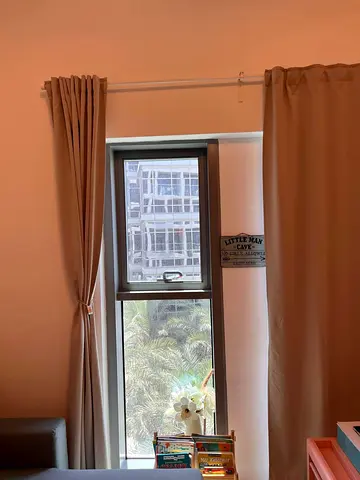 Light Grey blackout curtains with curtain rod - set of 2 panels