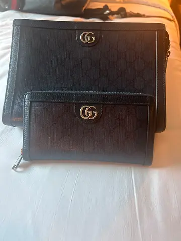 Gucci black GG monogram bag and wallet and  set (authentic )